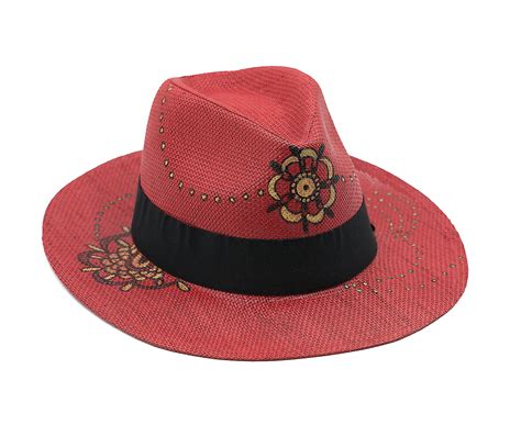 Hand Painted Floral Hat Boho Hats For Women Bohemian Straw Sun Hat