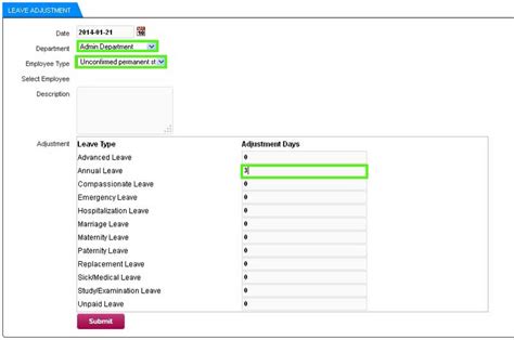 Leave Adjustment In E Leave System E Leave Hrm System