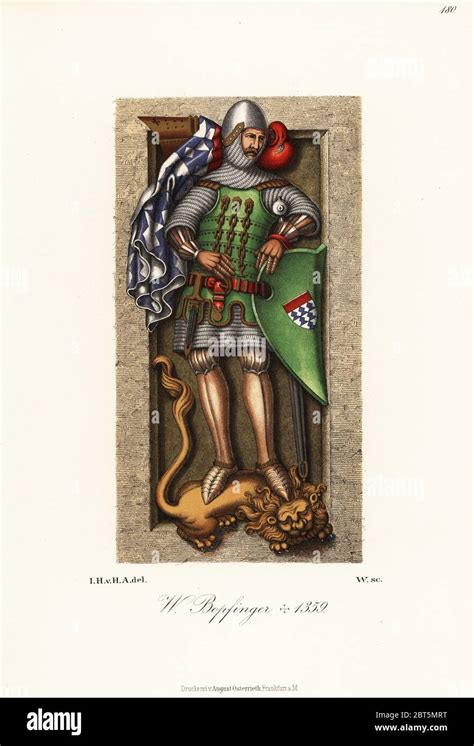 Walther Bopfinger, died 1359, in chainmail and plate armour, leather ...