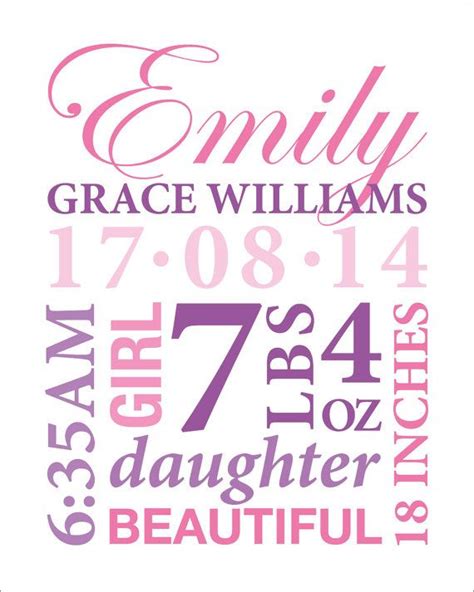 Baby Name Frame Personalised Birth Details Digital File Ready To Print