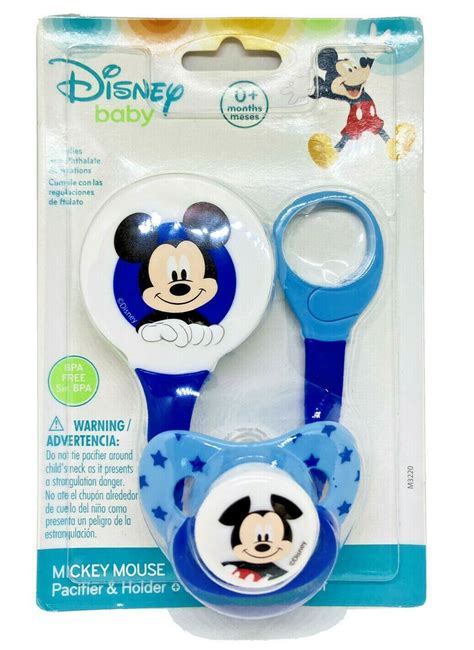 Disney Baby Mickey Mouse Pacifier Holder Set Months Blue Stars Bpa