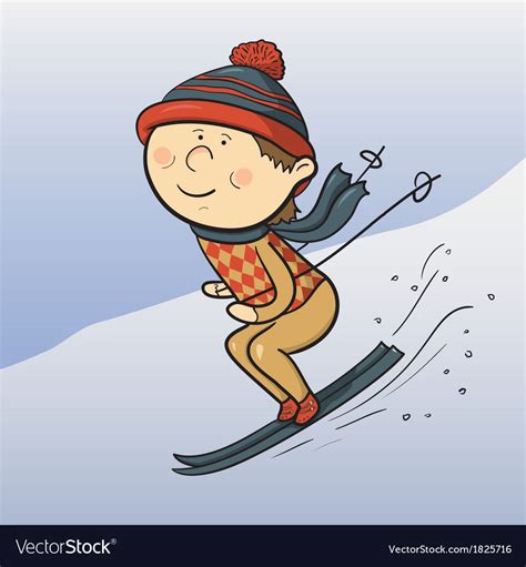 Cartoon Skier Royalty Free Vector Image Vectorstock