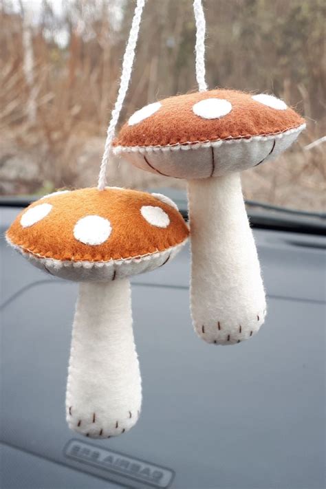 Two Mushrooms Ornament Car Charm Mushroom Crafts Felt Mushroom