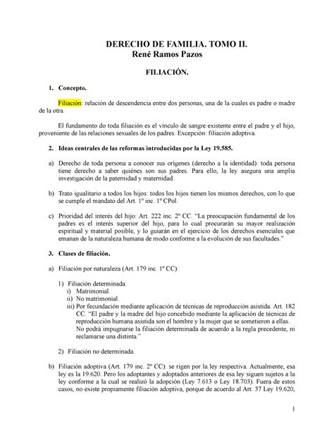 Derecho DE Familia TOMO II Rene Ramos Pa DERECHO DE FAMILIA TOMO II