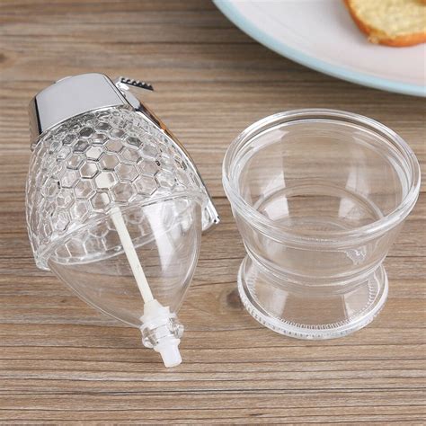 1X Honey Dispenser Syrup Container Acrylic Bottle Plastic Jar Kitchen