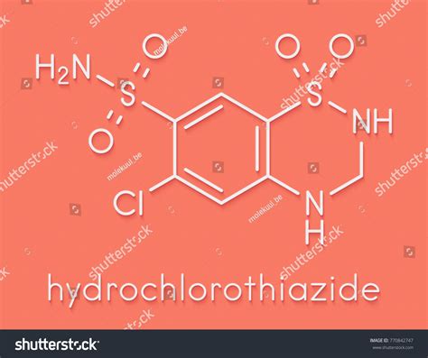 Hydrochlorothiazide Diuretic Drug Molecule Skeletal Formula