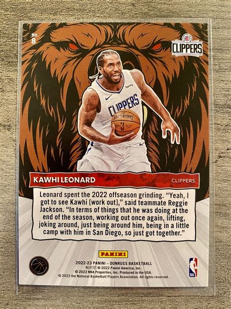 2022 23 Panini Donruss Kawhi Leonard Unleashed Press Proof Purple 8 SP