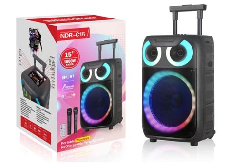 Ndr Latest PA15 Inch Outdoor Portable Bt Audio Big Powered Wireless