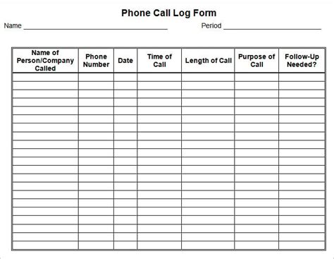 29 Call Log Templates Doc Pdf Excel