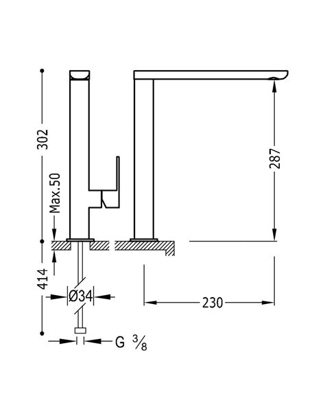 Grifo Lavabo Monomando Loft Xl Tres Cromado Pereda