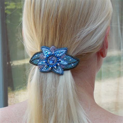 Bead Embroidery Barrette Seed Bead Jewelryfloral Etsy