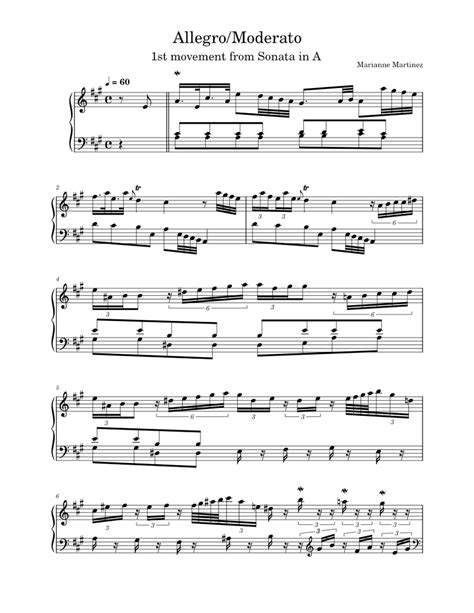 Allegromoderato 1st Movement From Sonata No3 In A Marianne