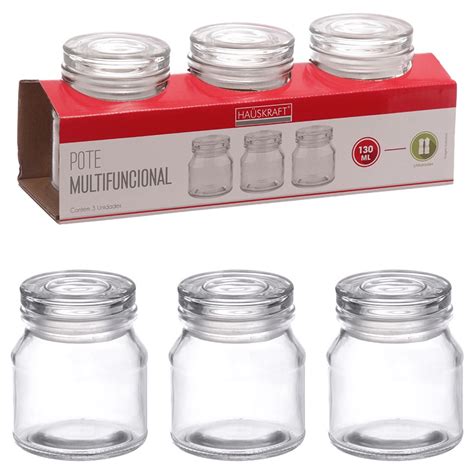 Jogo De 3 Potes Herméticos Para Temperos 130ml Hauskraft Faz a Boa