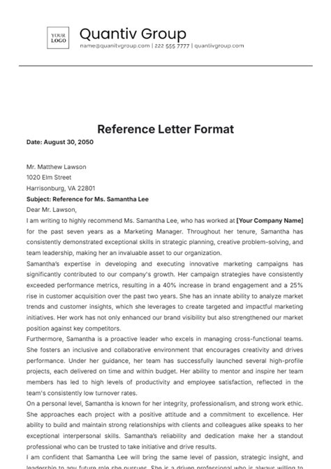 Free Reference Letters Templates Editable And Printable