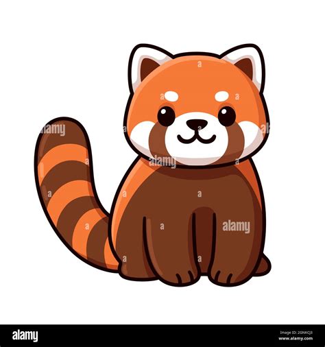 Cute cartoon red panda character drawing. Kawaii vector clip art ...