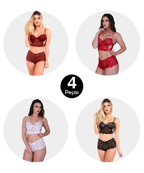 Kit Conjunto Imi Lingerie Cropped Cale On Em Renda Ariela