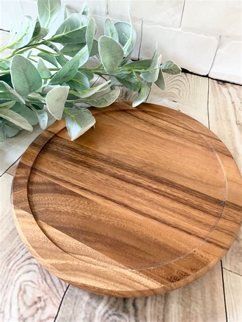 10 Personalized Lazy Susan Turntable Acacia Wood Etsy