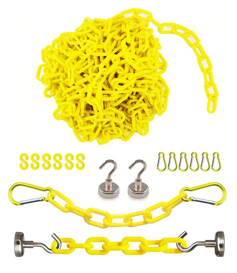 Reliabe St Feet Yellow Plastic Safety Barrier Chain With Magnetic