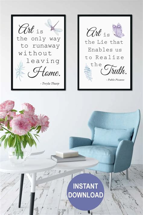 Printable Wall Art Set Of 2 Inspirational Quotes By Artists Etsy Room