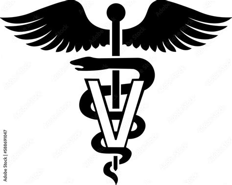 Veterinary caduceus symbol icon. Snake and stick with wings. Veterinary medicine logo. Pet care ...