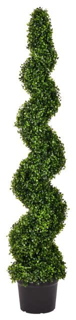 Vickerman Artificial Potted Green Boxwood Spiral Tree Uv Resistant