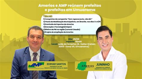 AMERIOS e reúnem prefeitos e prefeitas em Umuarama hoje 15h