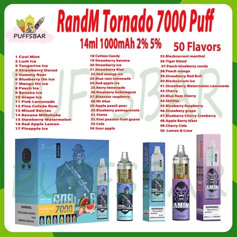 Original Randm Tornado 7000 Puff E Cigarette 14ml Mesh Coil 1000mah