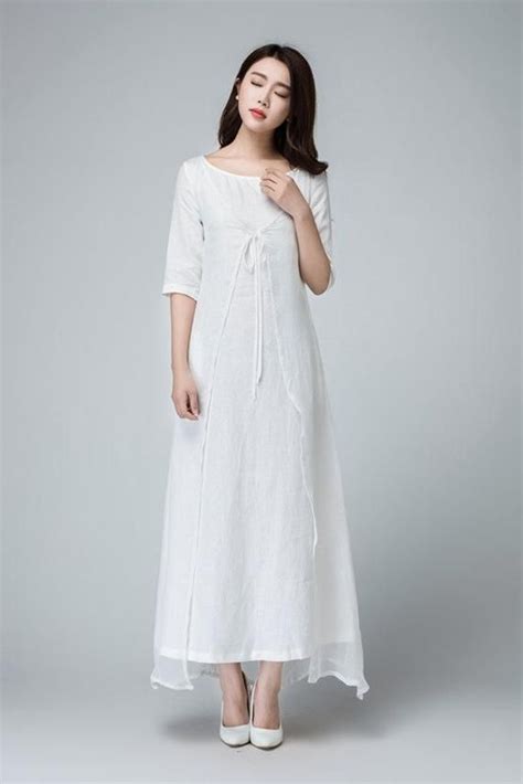 White Linen Dress Linen Dress Linen Wrap Dress Womens Etsy Linen Wrap