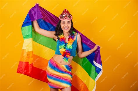 Premium Photo Beautiful Brazilian Woman In Carnival Clothes With Lgbt