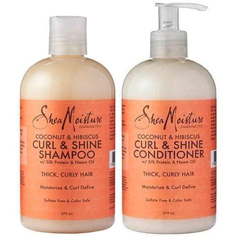 Shea Moisture Coconut And Hibiscus Curl And Shine Shampoo And Conditioner Set 13oz Cosmetize Uk