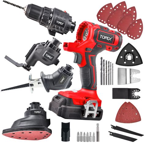 Topex 20v 4in1 Multi Tool Combo Kit Cordless Drill Sander Reciprocating Saw Oscillating Tool Tools