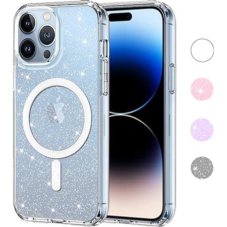 Yoedge Glitzer Transparent Magnetische Handyhülle für Apple iPhone 14