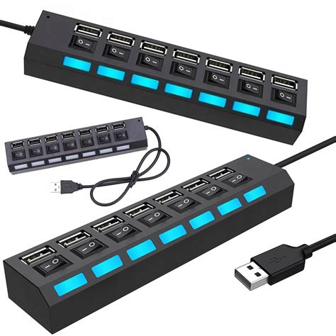 ROZGAŁĘŹNIK ROZDZIELACZ PORTÓW SZYBKI PRZEWÓD HUB USB 7X USB 2 0