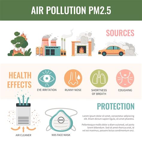 Inquinamento Atmosferico Particelle Pm25 Infografica Piatta Con Icone