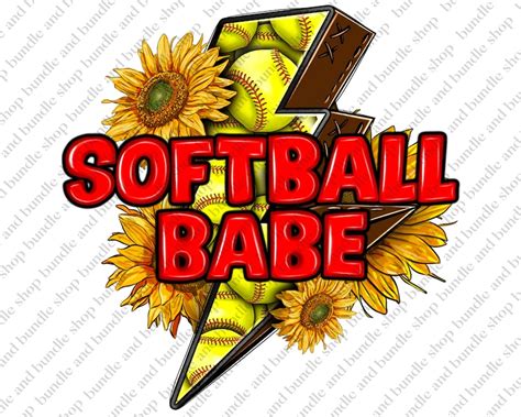 Softball Babe Lightning Bolt Sublimation Design Softball Png Etsy