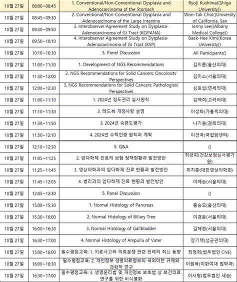 1026~27 대한병리학회 가을학술대회