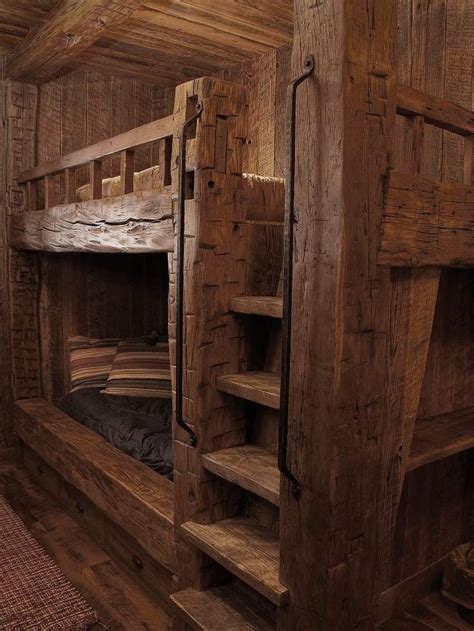 Rustic Log Home Interiors: Old Wood Bunk Beds