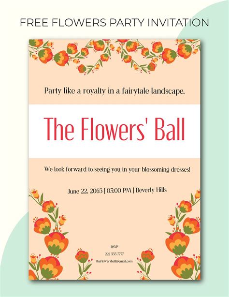 Flowers Party Invitation in Illustrator, Word, PSD, Google Docs ...