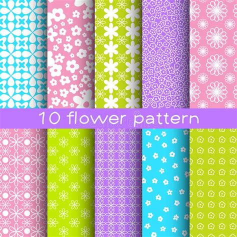 10 Different Flower Vector Seamless Patterns Stock Vector Illustration Of Seamless Color