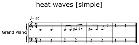 heat waves [simple] - Sheet music for Piano