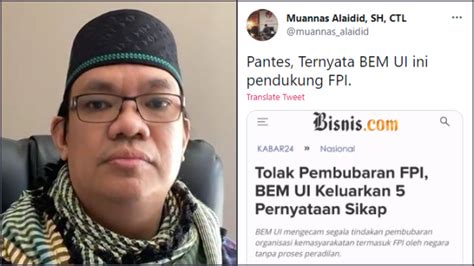 BEM UI Disebut Pendukung FPI Usai Kritik Jokowi Tokoh NU Geram