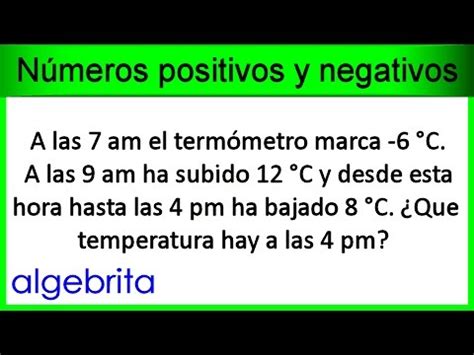 Variación de temperaturas con el tiempo Números positivos y negativos