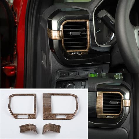 Pcs Wood Grain Abs Interior Trim Set Cover Kit For Ford F Door