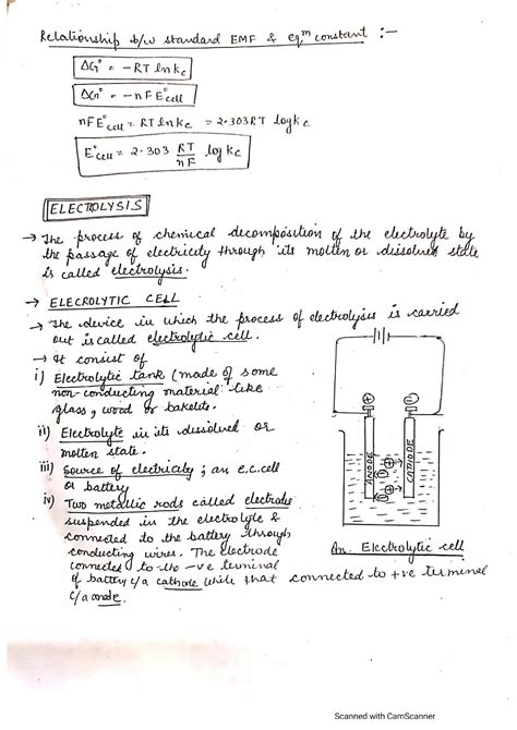 Chapter 3 Electrochemistry Class 12 Handwritten Notes Pdf Download