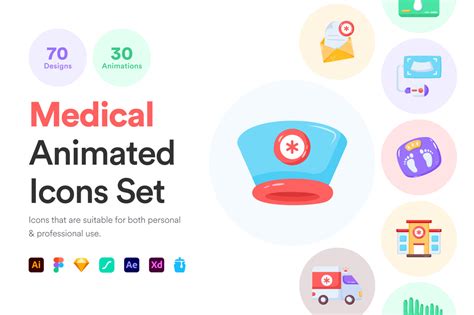 Animated Medical Icons on Yellow Images Creative Store - 118837