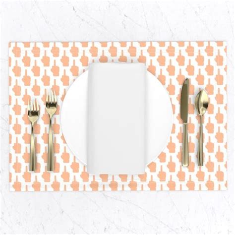 Bigger Scale Middle Fingers In Peach Placemats Spoonflower