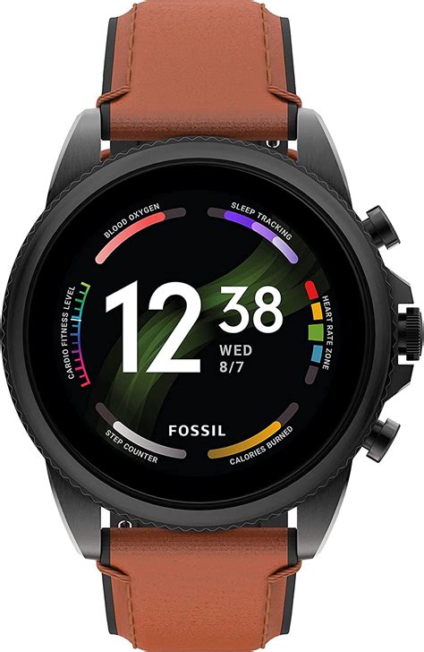 Fossil Unisex Gen 6 44mm Stainless Steel And Leather Touchscreen Smart