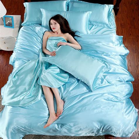 Home Textile Silk Satin Bed Sheet Set Solid Color Sexy Duvet Cover Flat Sheet Pillowcase Twin