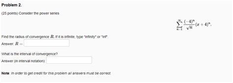 Solved Problem 2 25 Points Consider The Power Series 4