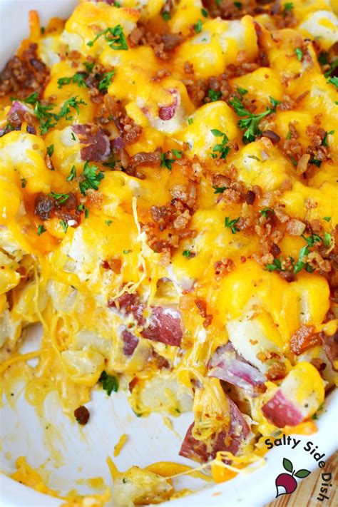 Easy Cheesy Bacon Potato Casserole With Cheddar Salty Side Dish